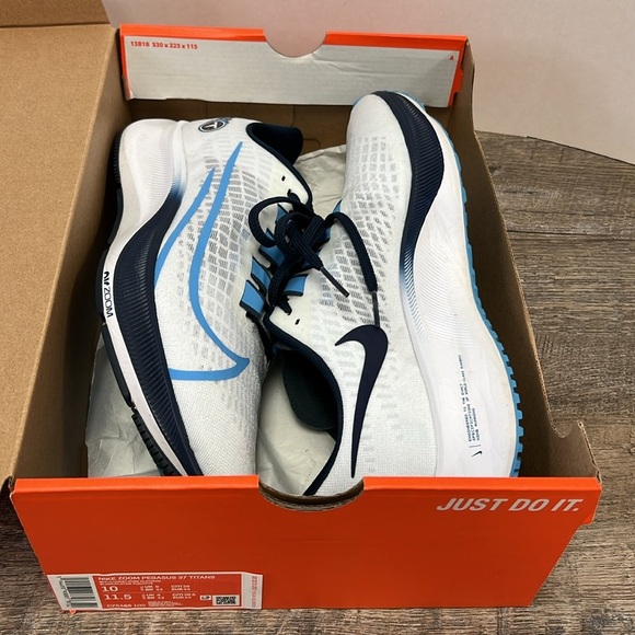 Nike Zoom Pegasus 37 Titans Running Shoes CZ5465-100 Men’s Size 10 Women’s 11.5 - Picture 15 of 16
